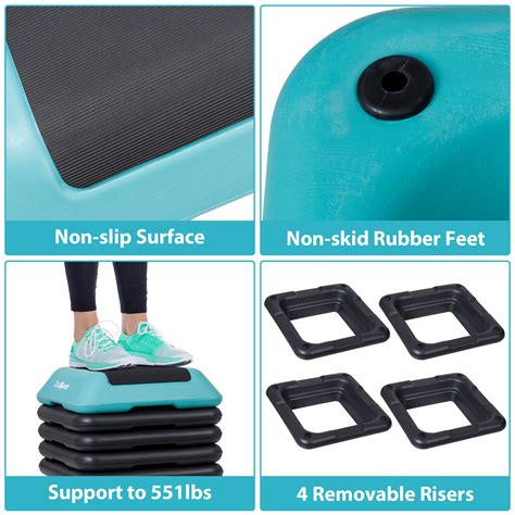 ZenSports 16-in Aerobic Step Platform W/4 Risers, Height Adjustable ...