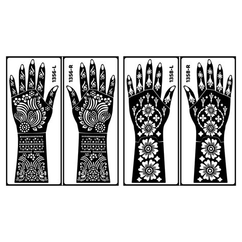 ORDERSHOCK Full Hand Bridal Stencil Mehndi Sticker Combo with Flower ...