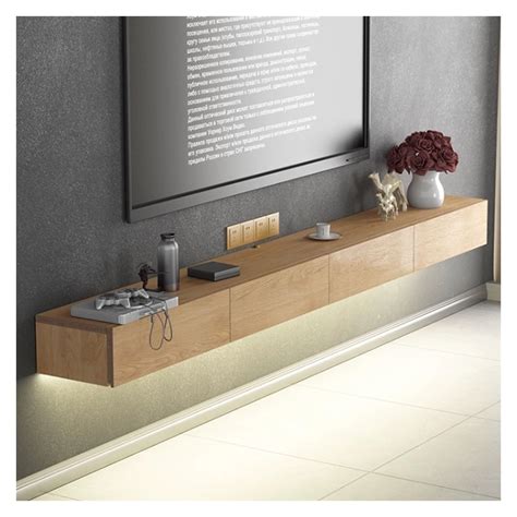 TV Stand Oak Wood Floating TV Stand Entertainment Center with 4 Drawers ...