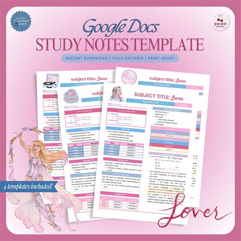 Printable Study Notes & Reviewer Template (pink) | Editable Google Docs ...