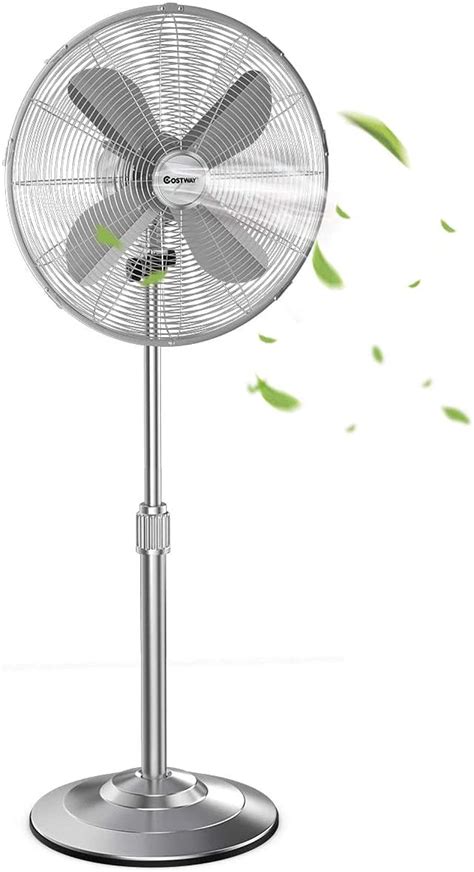 Buy COSTWAY Metal Pedestal Fan, 18-Inch Quiet Oscillating Standing Fan ...