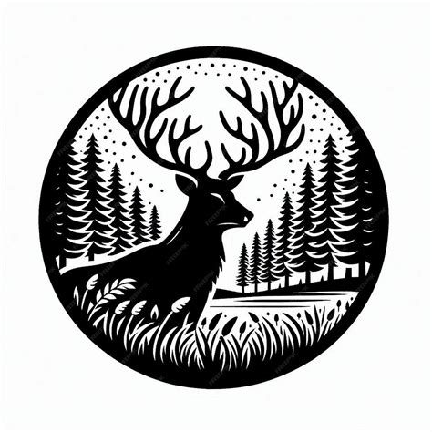 Exclusive deer pine tree vector art Majestic Stag in the Pines A ...
