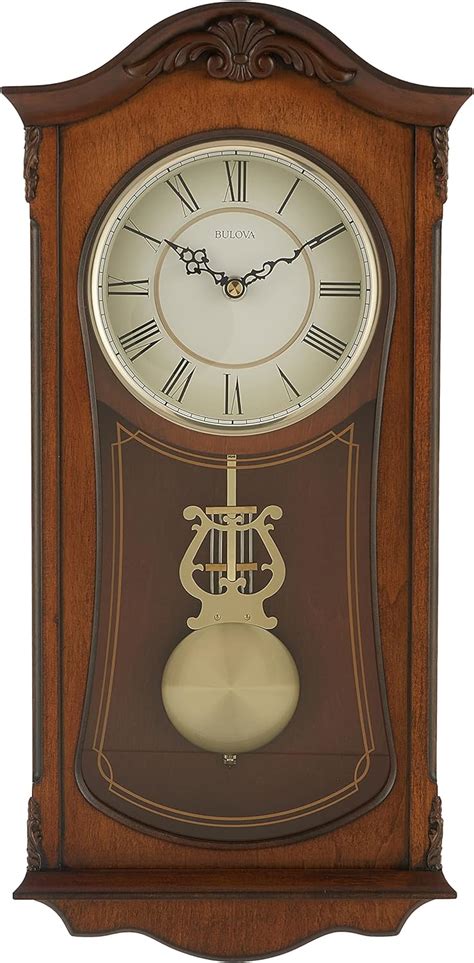 Buy Bulova Clocks C3542 Cranbrook Wall Mount Analog Wooden Chiming ...