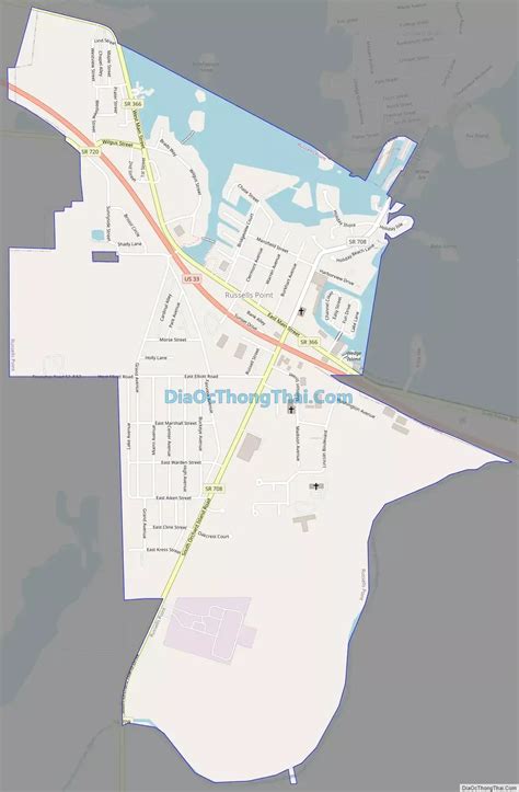 Road map of Russells Point | City maps, Indian lake, Map