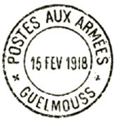 Timbre à date grand format avec mention POSTES AUX ARMEES et ville