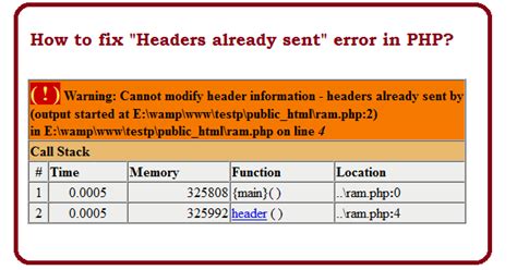 How to fix Headers already sent error in PHP? | Web Technology Experts ...