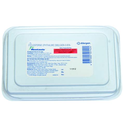 Restasis Ophthalmic Emulsion, 30 x 0.4 ml Price, Uses, Side Effects ...