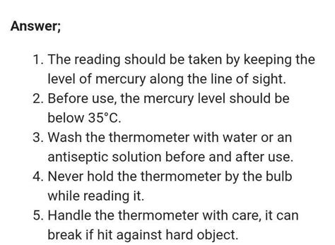 List the precautions to be taken while reading a clinical thermometer ...