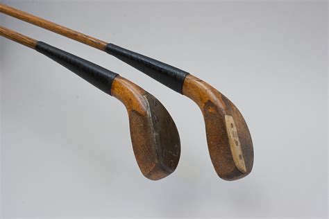 A Pair of Antique Transitional Long Nose Golf Clubs, Woods. For Sale at ...