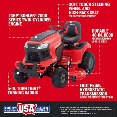 CRAFTSMAN T2400 Turn Tight 46-in 23-HP V-twin Gas Riding Lawn Mower ...
