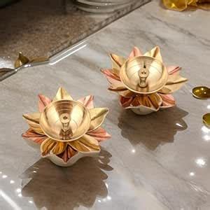 Buy Amazon Brand - Umi Brass Diwali Diya Lamp Set of 2 for Pooja ...
