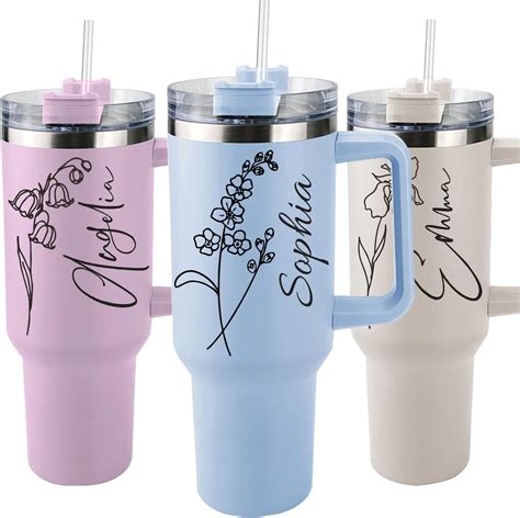 Amazon.com | Personalized 40oz Tumbler with Handle - Custom Tumbler Cup ...