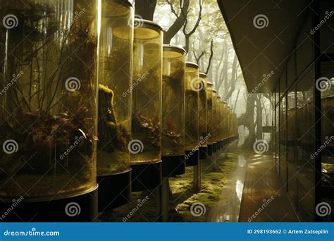 Futuristic Biolab with Plants. Experiments in Secret Biological Laboratory Stock Illustration ...
