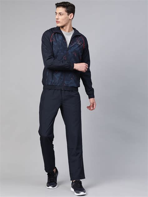 Alcis Men Navy Blue Printed Sports Tracksuit MAA20T215400-S