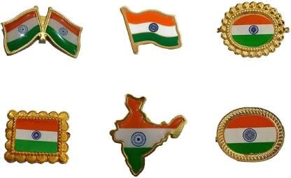 One Trade India (Combo of 12Pcs) Indian Flag Pin, Indian Cross ...