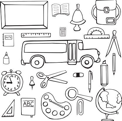 Set Of School Symbols, Signs Hand Drawn Stock Clipart | Royalty-Free | FreeImages