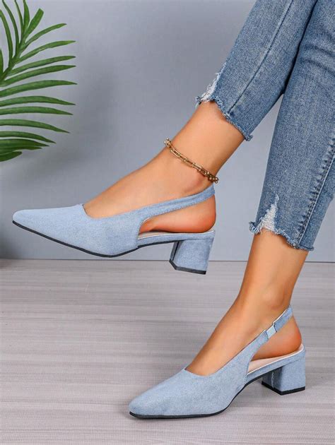 Women Plus Size High Heels, Sexy Chunky Heels Blue Sandals With ...