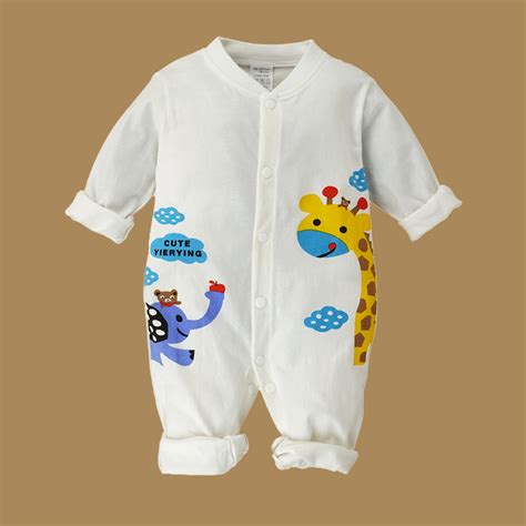 White Romper with Blue Elephant and Yellow Giraffe Print, 1-2 years ...