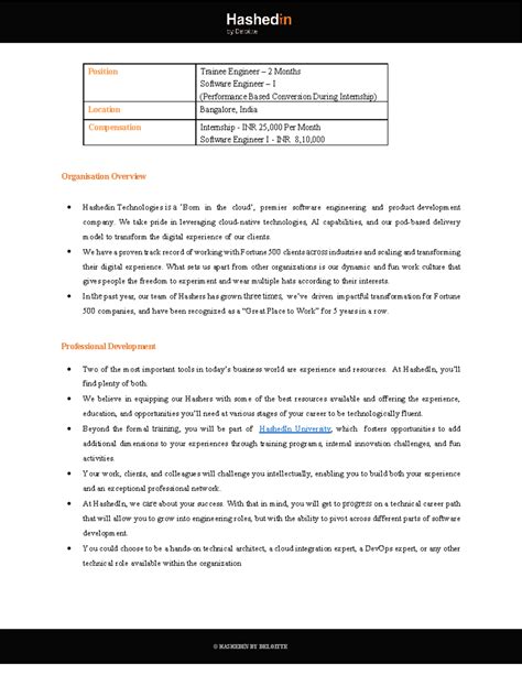 HashedIn 2025 SDE JD: Trainee Engineer Position Overview & Skills - Studocu