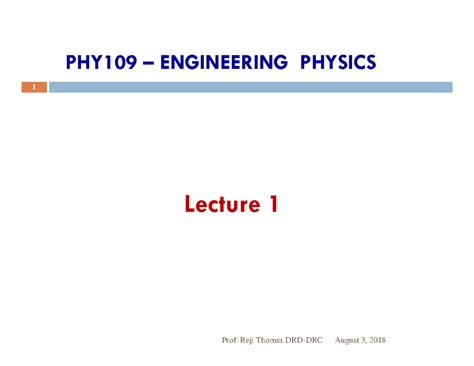 PHY109 Engineering Physics 1: Electromagnetic Theory Lecture Notes ...