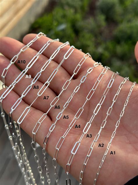 Paperclip Chain Necklace, 925 Sterling Silver Paper Clip Chain Necklace ...