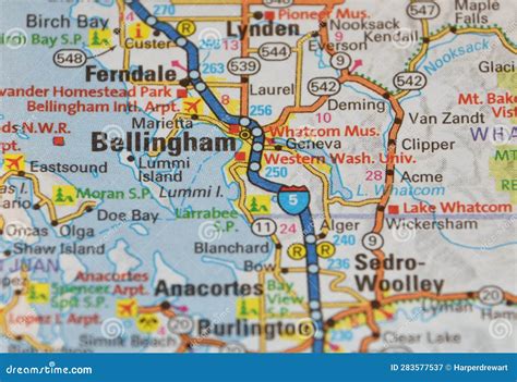 Map Image of Bellingham, Washington Stock Image - Image of baker, shows ...