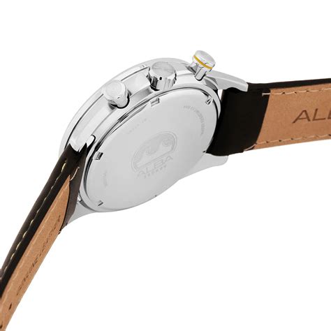 ALBA Midnight Black Dial with Leather Strap Chronograph Men Watch AT3J ...