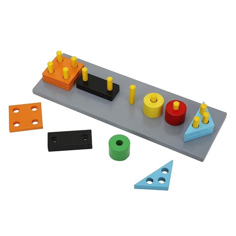 Wonderhood 2-in-1 Wooden Geometric Shapes Sorter Stacker and Traffic ...