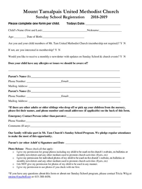 Fillable Online Childs Name (First and Last):Nickname: Fax Email Print ...