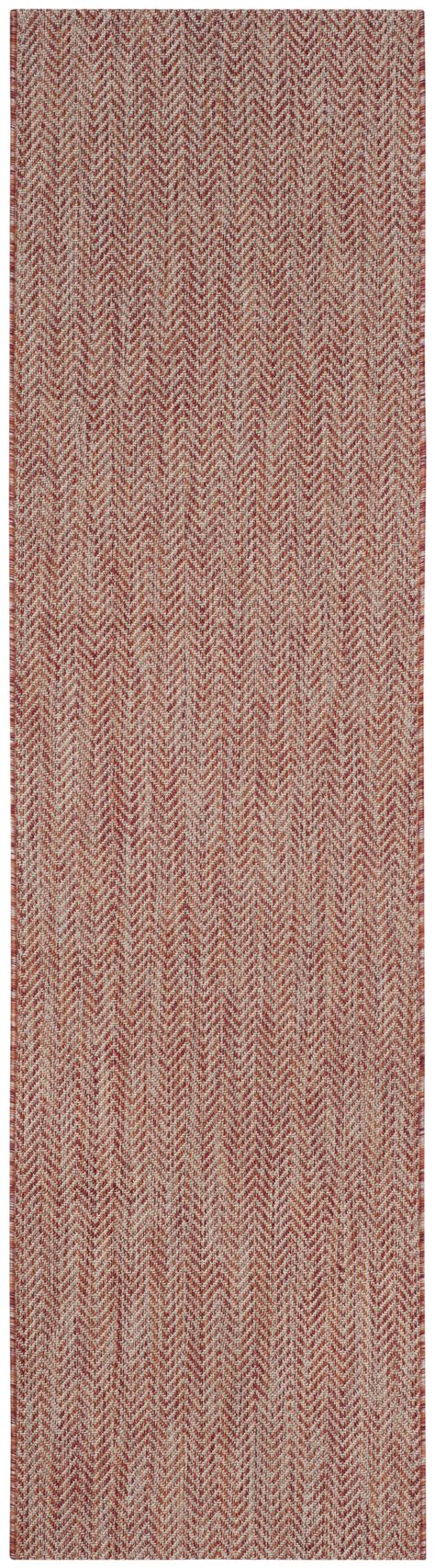 SAFAVIEH Courtyard Blazhe Chevron Indoor/Outdoor Runner Rug, Red/Beige ...