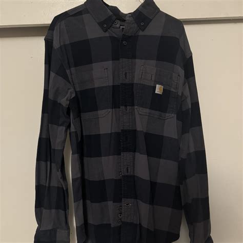 Carhartt black and grey flannel shirt | Depop