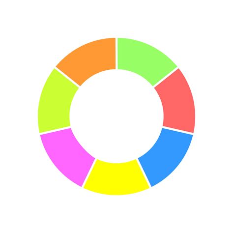 Donut chart divided in 7 sections. Colorful circle diagram. Infographic ...