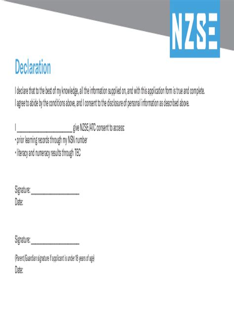 Fillable Online NZSE Declaration form Fax Email Print - pdfFiller