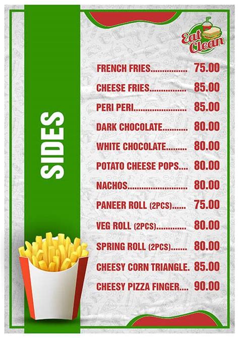 Menu at Eat Clean, Chennai