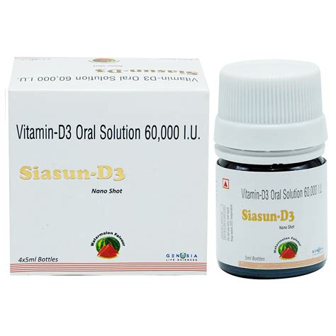 Siasun-D3 Nano Shot Watermelon Flavour Oral Solution 4 x 5 ml | Uses ...