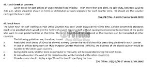 Lunch hours or lunch break at Counters in Post Offices