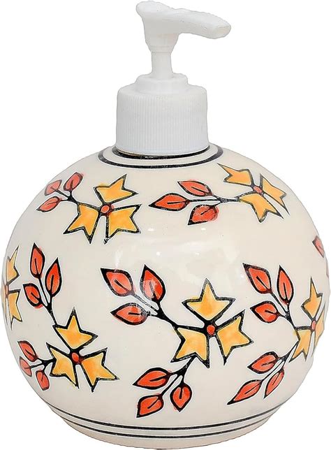 Home Centre Mekong Ceramic Printed Soap Dispenser, White - 300ml ...