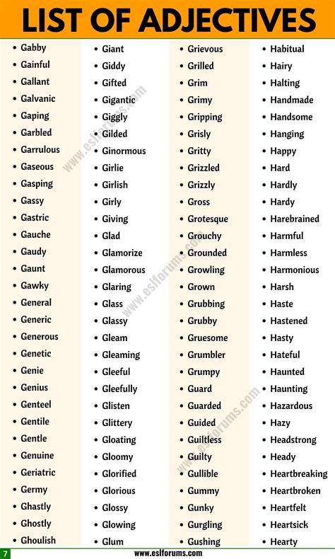 Adjective Examples: A Huge List of 1500+ Adjectives in English (from A to Z) - ESL Forums ...
