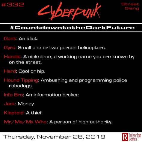 Countdown to the Dark Future (365 Days of Cyberpunk Facts) Topic ...