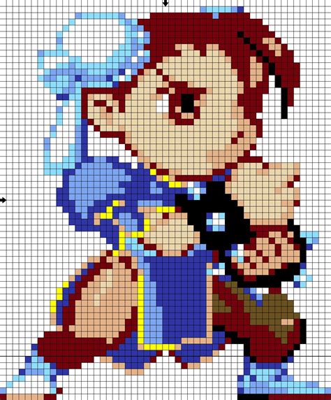 Chun li hama plantilla (pattern) | Imagenes cuadriculadas, Dibujos ...