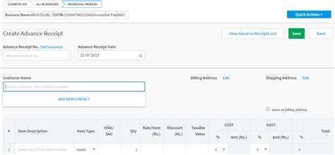 ClearTax GST Software- How to Create, View All Advance Receipts