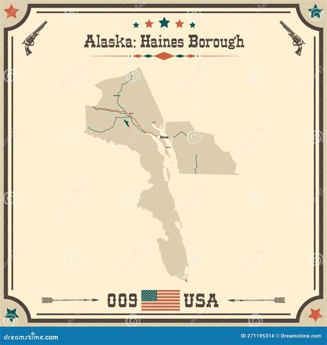 Vintage Map of Haines Borough in Alaska, USA. Stock Vector - Illustration of city, cities: 271195314