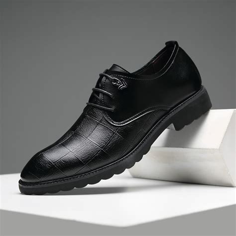 2020新款男士皮鞋男鞋跨境商务英伦系带黑色休闲真皮透气鞋子男潮-阿里巴巴