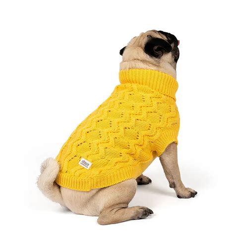 Zigly Buttercup Cable Knit Dog Sweater – Winter Protection for pets