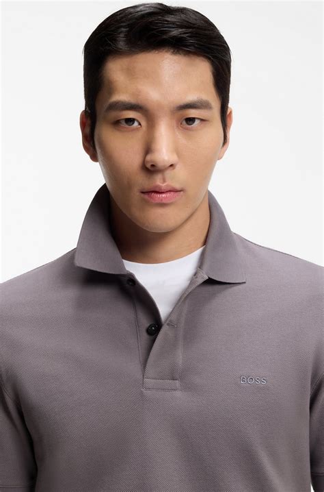 BOSS - Pallas polo shirt in cotton piqué with embroidered logo - Dark ...