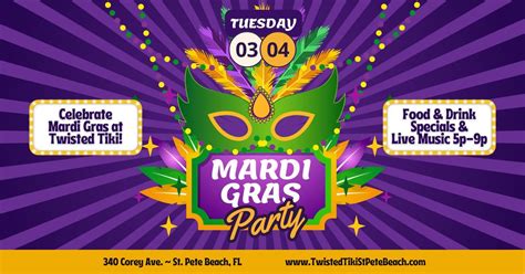 Mardi Gras Party at Twisted Tiki, 340 Corey Ave, Saint Pete Beach, FL ...