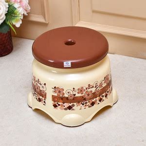 Heart Home Plastic Sitting Stool for Bedroom|Bathroom|Dream Z|Cream ...