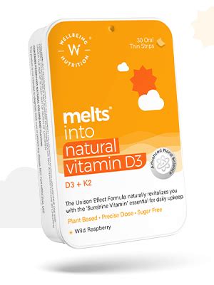 Wellbeing Nutrition Melts Natural Vitamin D3 + K2 Supplement for ...