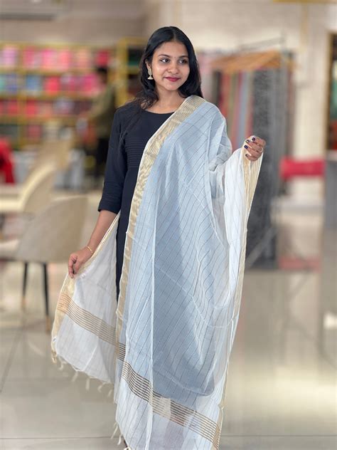Stripe Patterned Organza Dupatta | FC113 – Aham Designer Boutique
