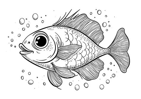 Simple fish coloring - Fish Kids Coloring Pages